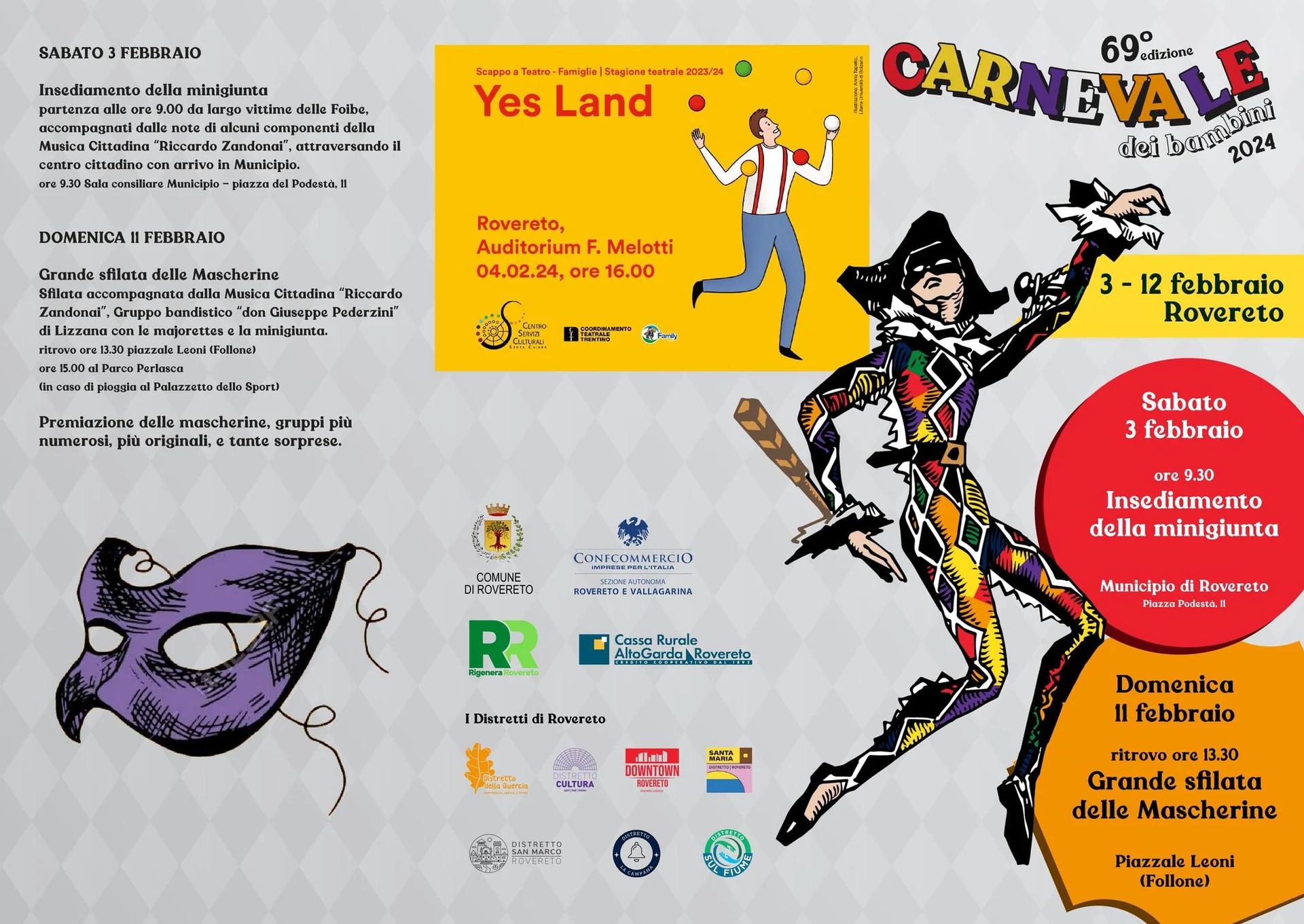 Locandina Carnevale 2024 a Rovereto (Trento)
