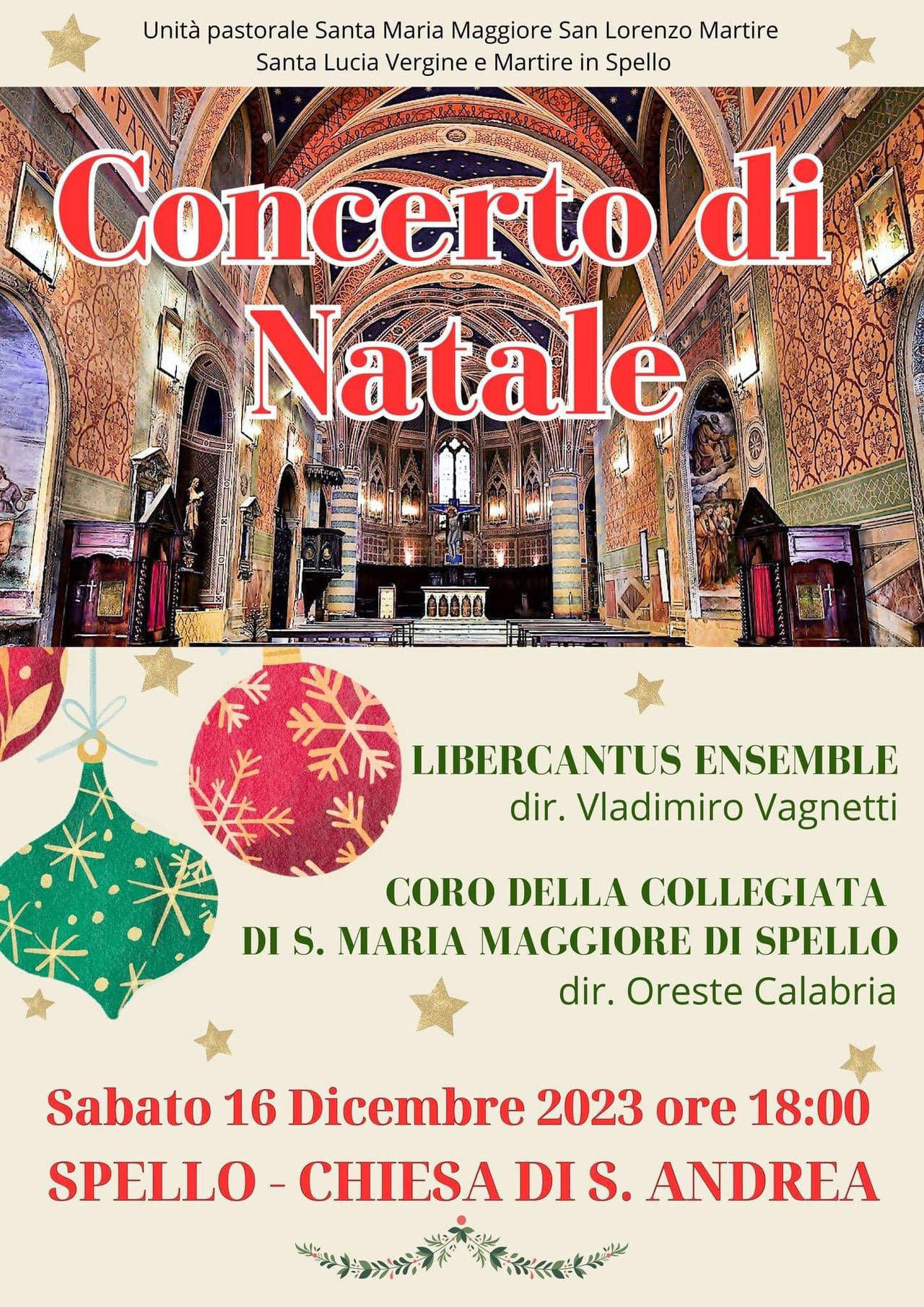 Locandina Concerto di Natale a Spello (Perugia)