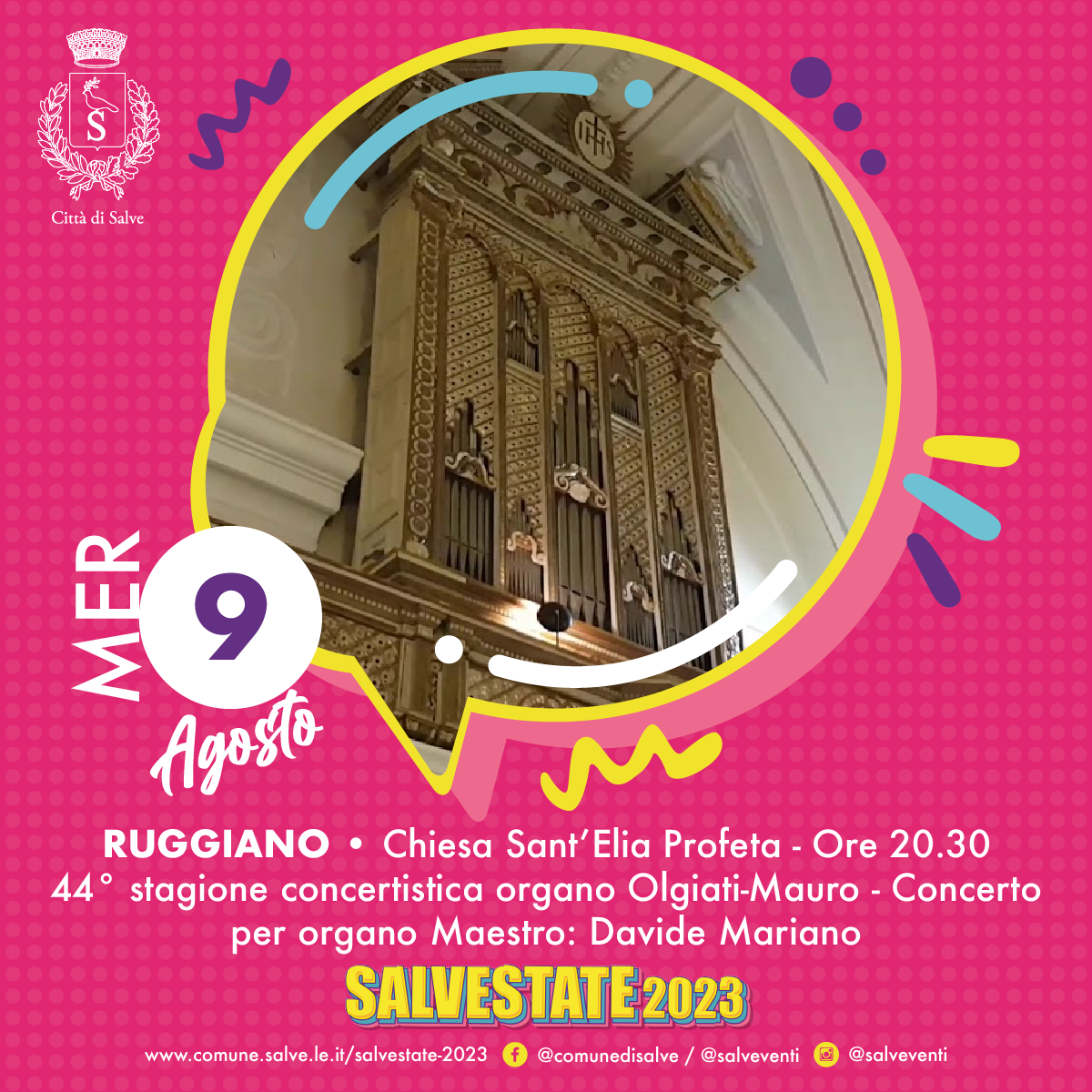 Locandina 44° stagione concertistica organo Olgiati-Mauro a Salve (Lecce)