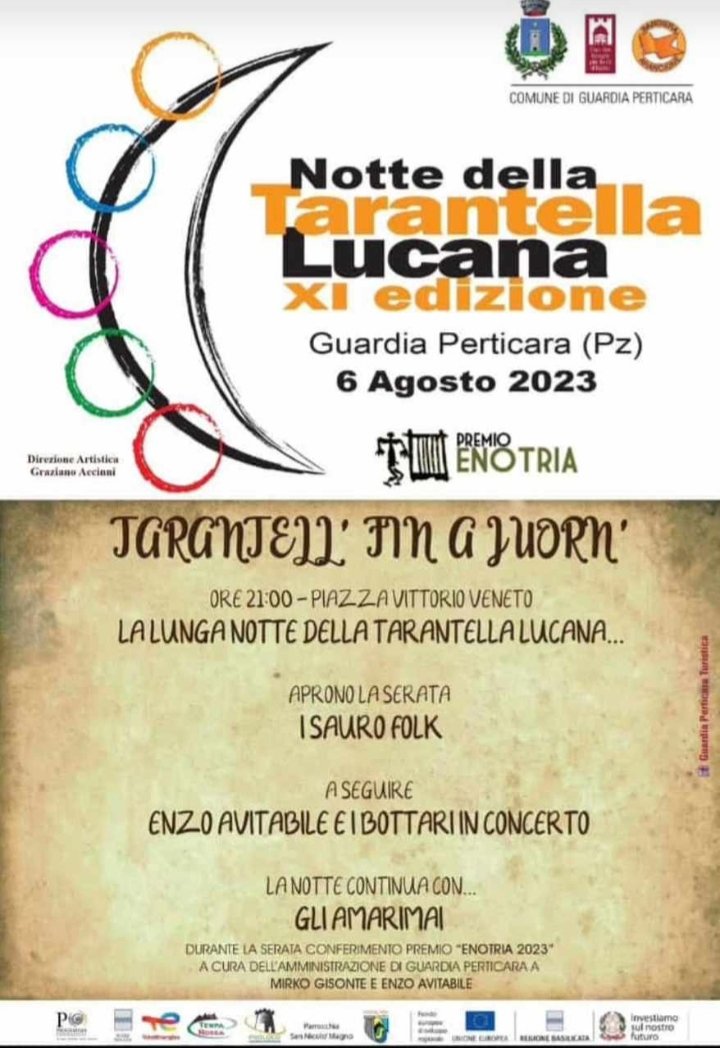 Locandina XI Edizione della notte della tarantella lucana a Guardia Perticara (Potenza)