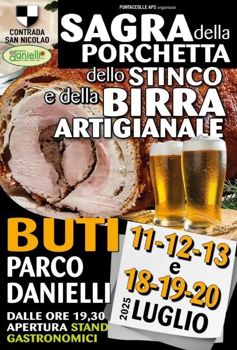 Locandina Sagra della Porchetta, Stinco e Birra Artigianale 2025 a Buti (Pisa)