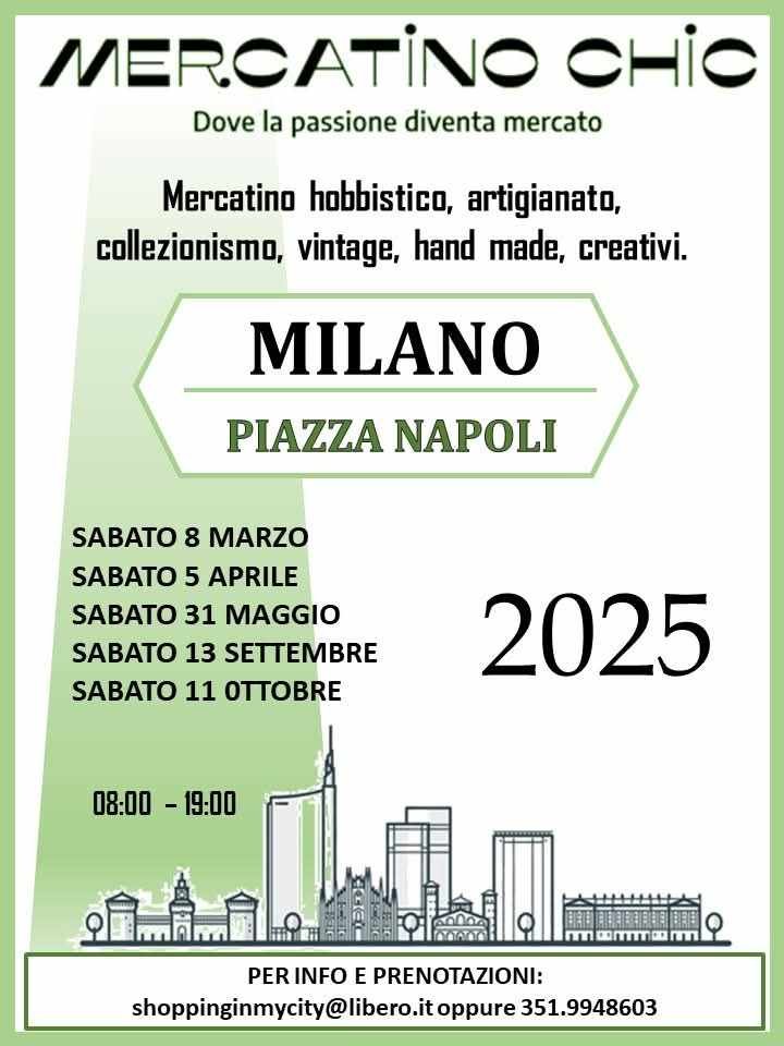 Locandina Mercatino Chic a Milano – Vintage, handmade e creatività in Piazza Napoli! a Milano (Milano)