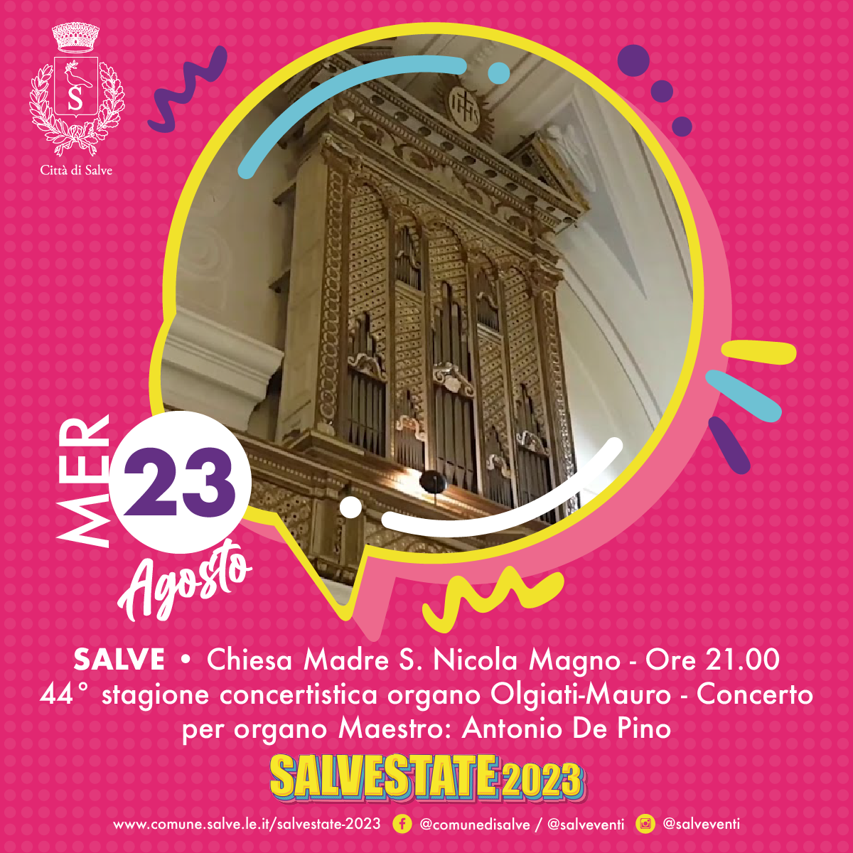 Locandina 44° stagione concertistica organo Olgiati-Mauro a Salve (Lecce)