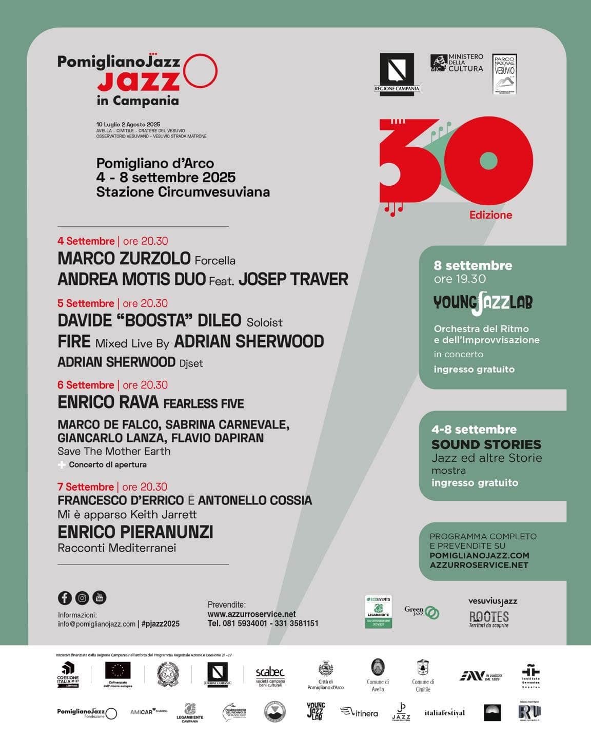 Locandina Pomigliano Jazz in Campania 2025 a Pomigliano d'Arco (Napoli)
