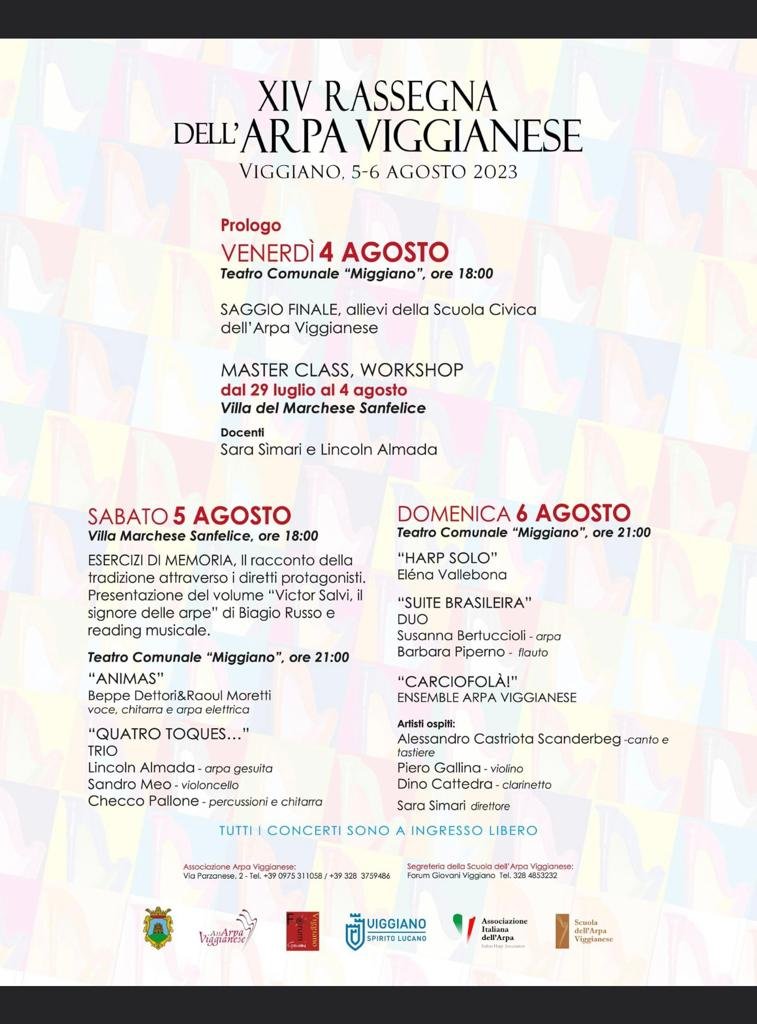 Locandina XIV Rassegna Internazionale dell'Arpa Popolare Viggianese a Viggiano (Potenza)