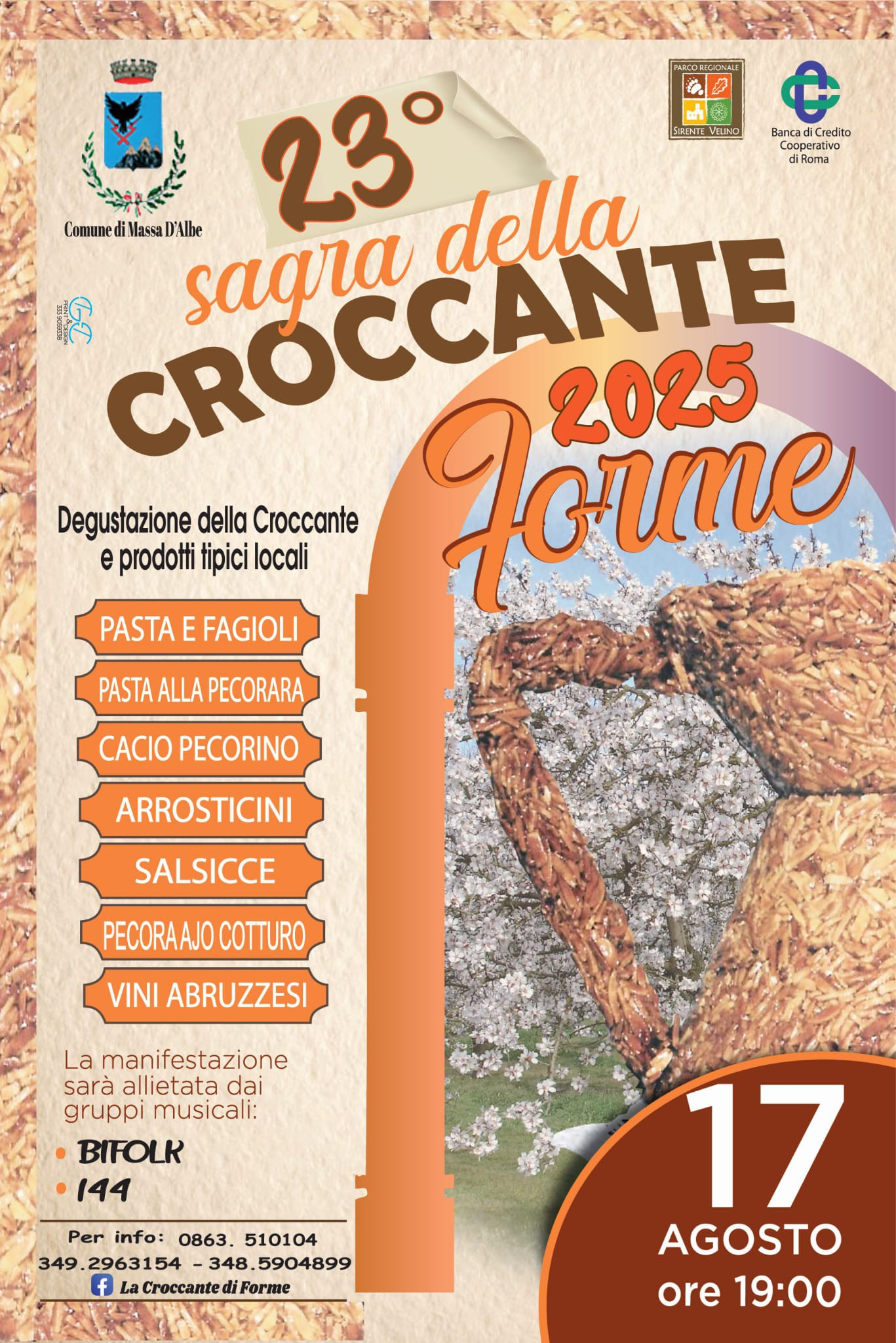 Locandina 23ª Sagra della Croccante 2025 a Massa d'Albe (L'aquila)