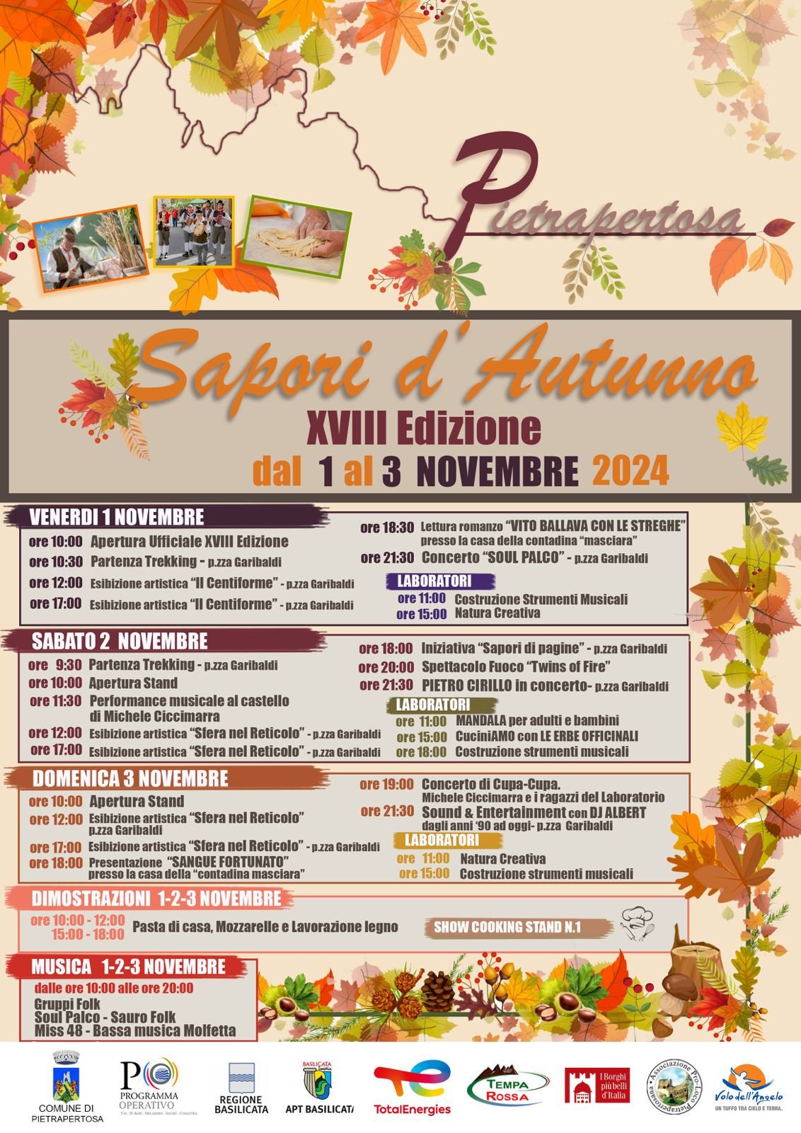 Locandina Sapori d'Autunno XVIII Edizione 2024 a Pietrapertosa (Potenza)