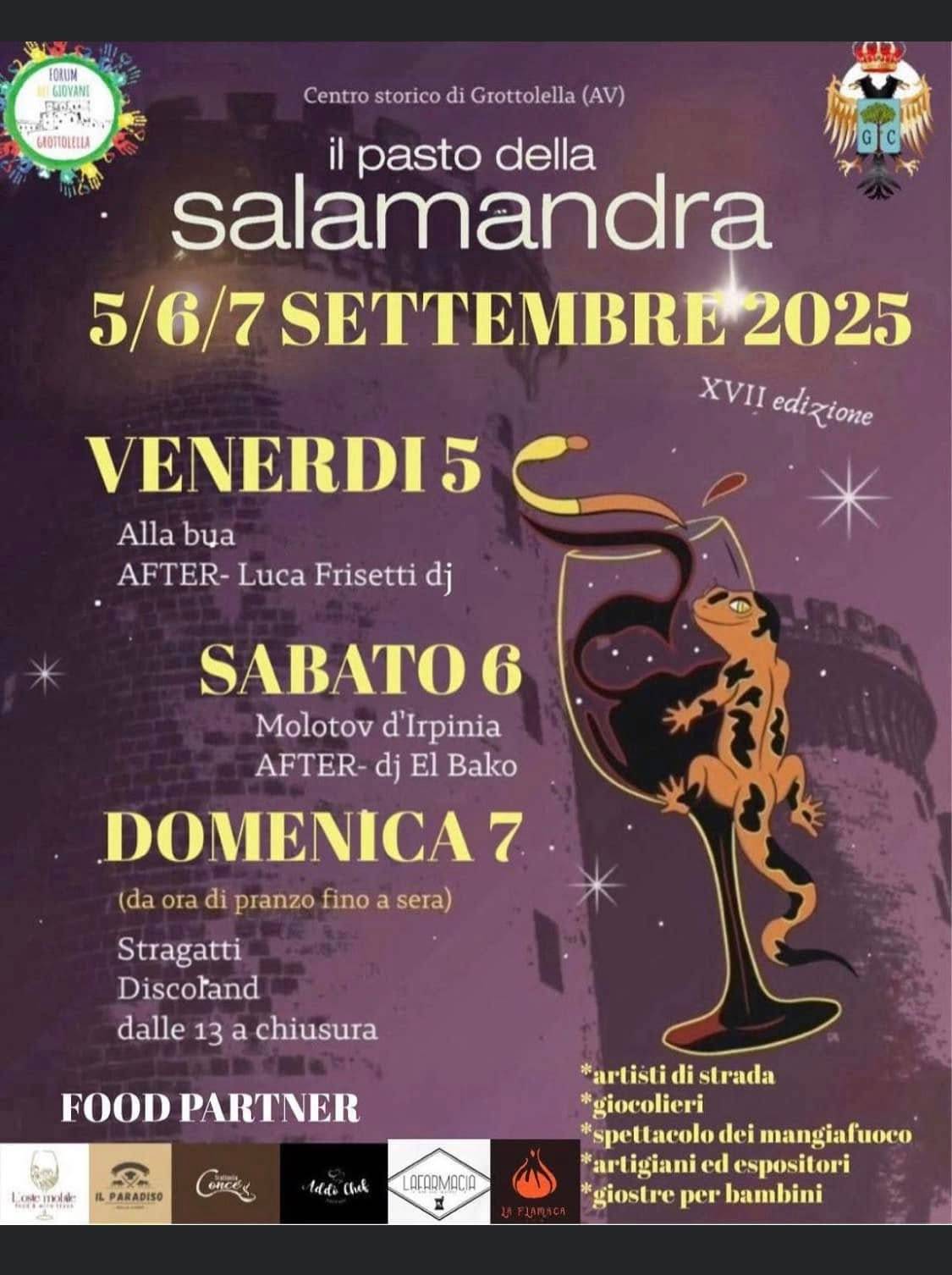 Locandina Il Pasto della Salamandra 2025 a Grottolella (Avellino)