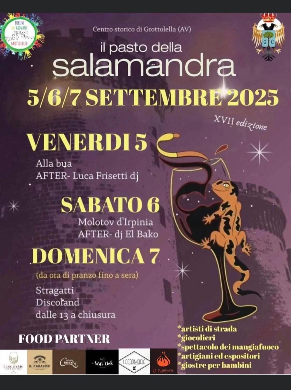Locandina Il Pasto della Salamandra 2025 a Grottolella (Avellino)