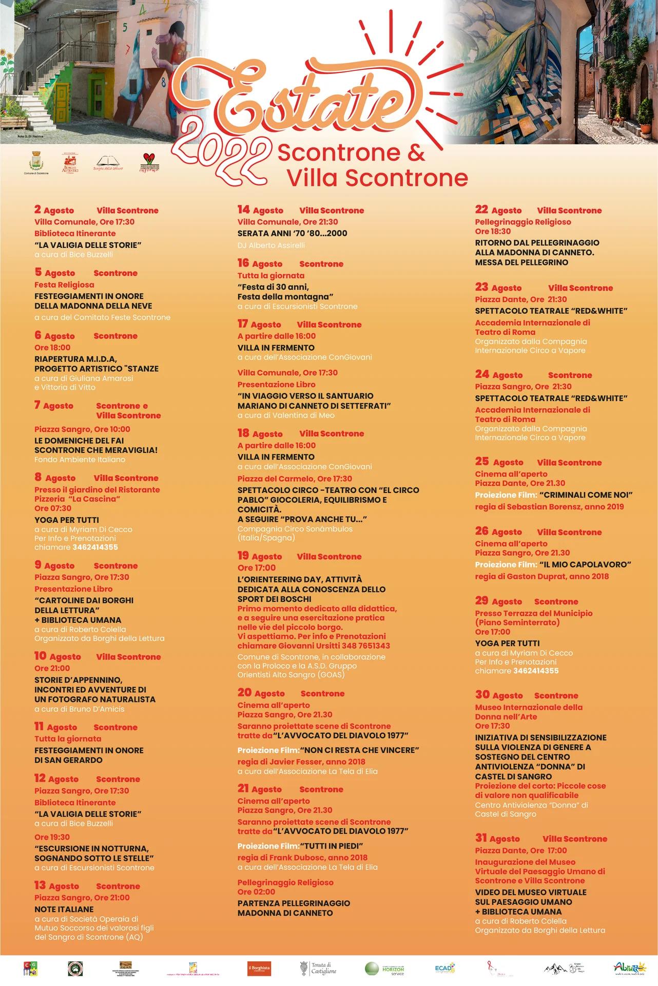 Locandina ESTATE 2022 SCONTRONE & VILLA SCONTRONE a Scontrone (L'aquila)