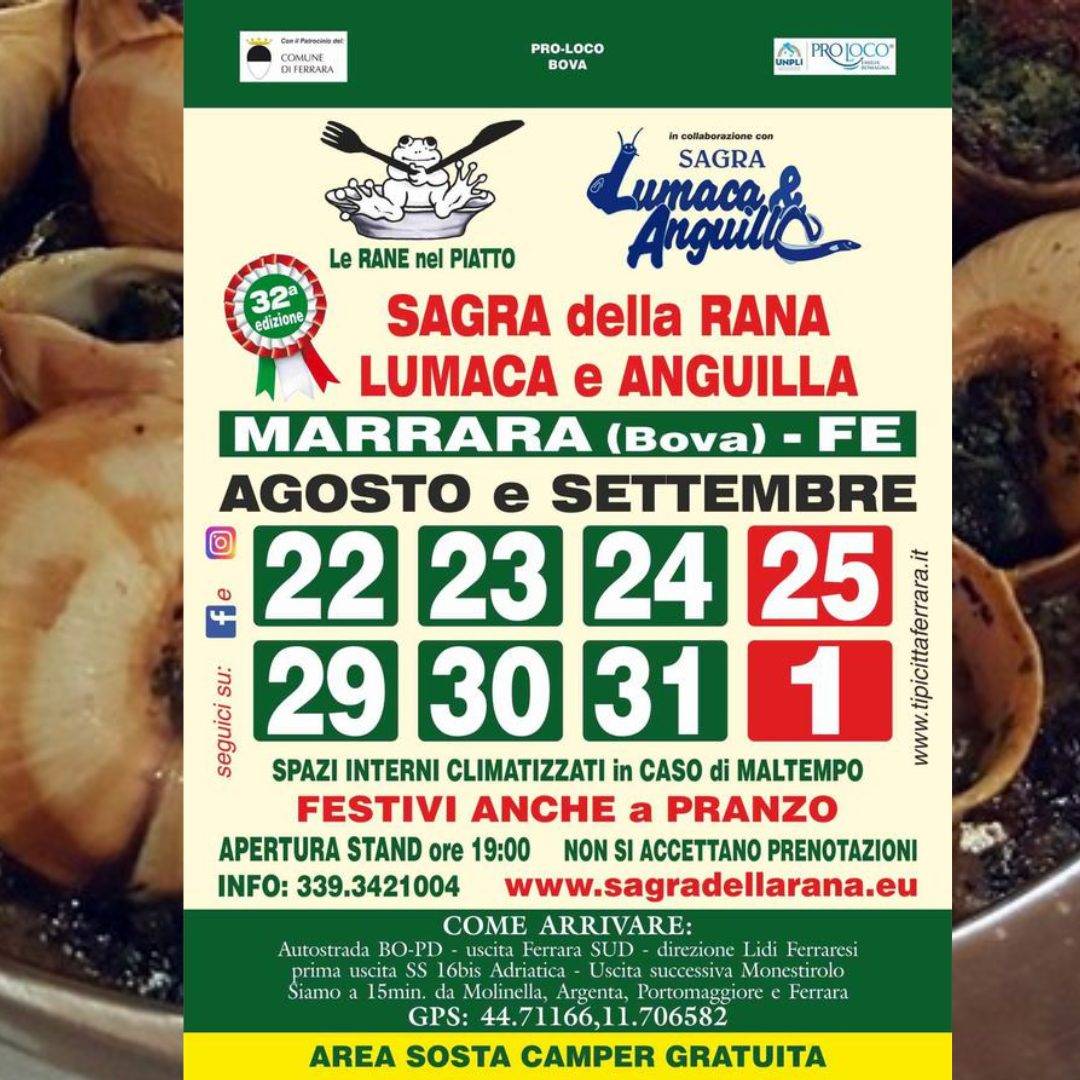 Locandina ANNULLATA - 33ª Sagra della Rana, Lumaca e Anguilla 2025 a Ferrara (Ferrara)