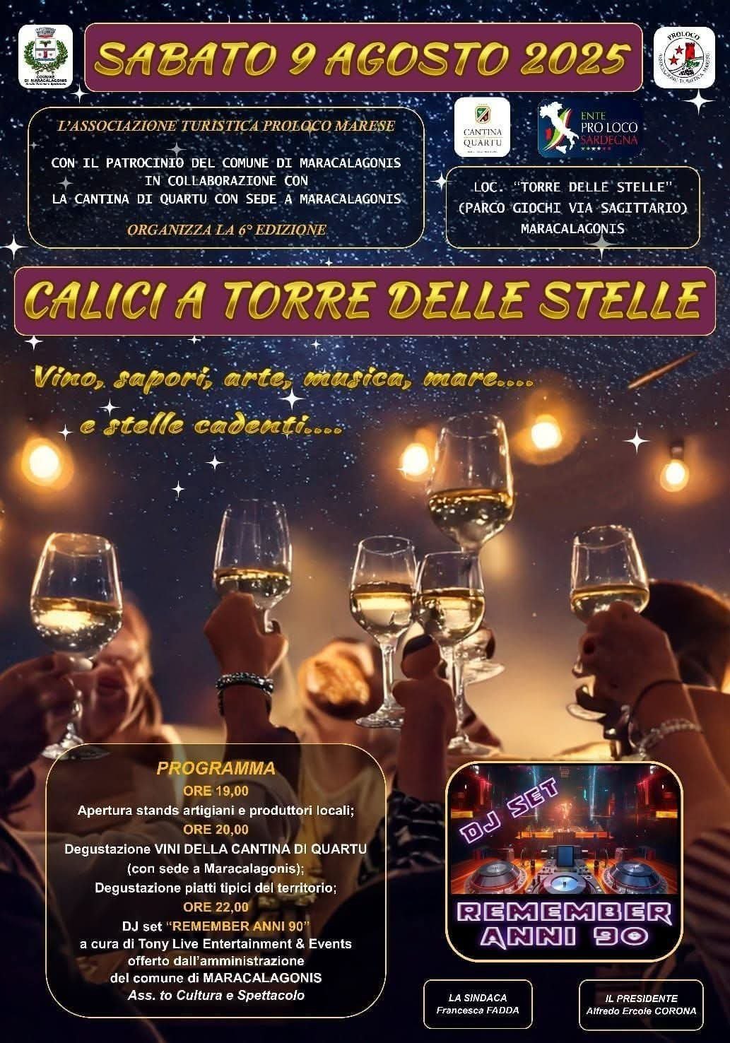 Locandina Calici a Torre delle Stelle 2025 a Maracalagonis (Cagliari)