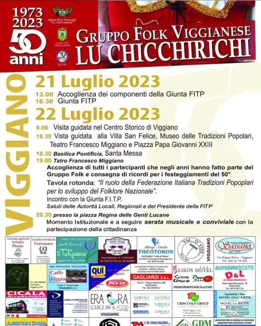 Locandina 50 anni del Gruppo Folk Viggianese a Viggiano (Potenza)